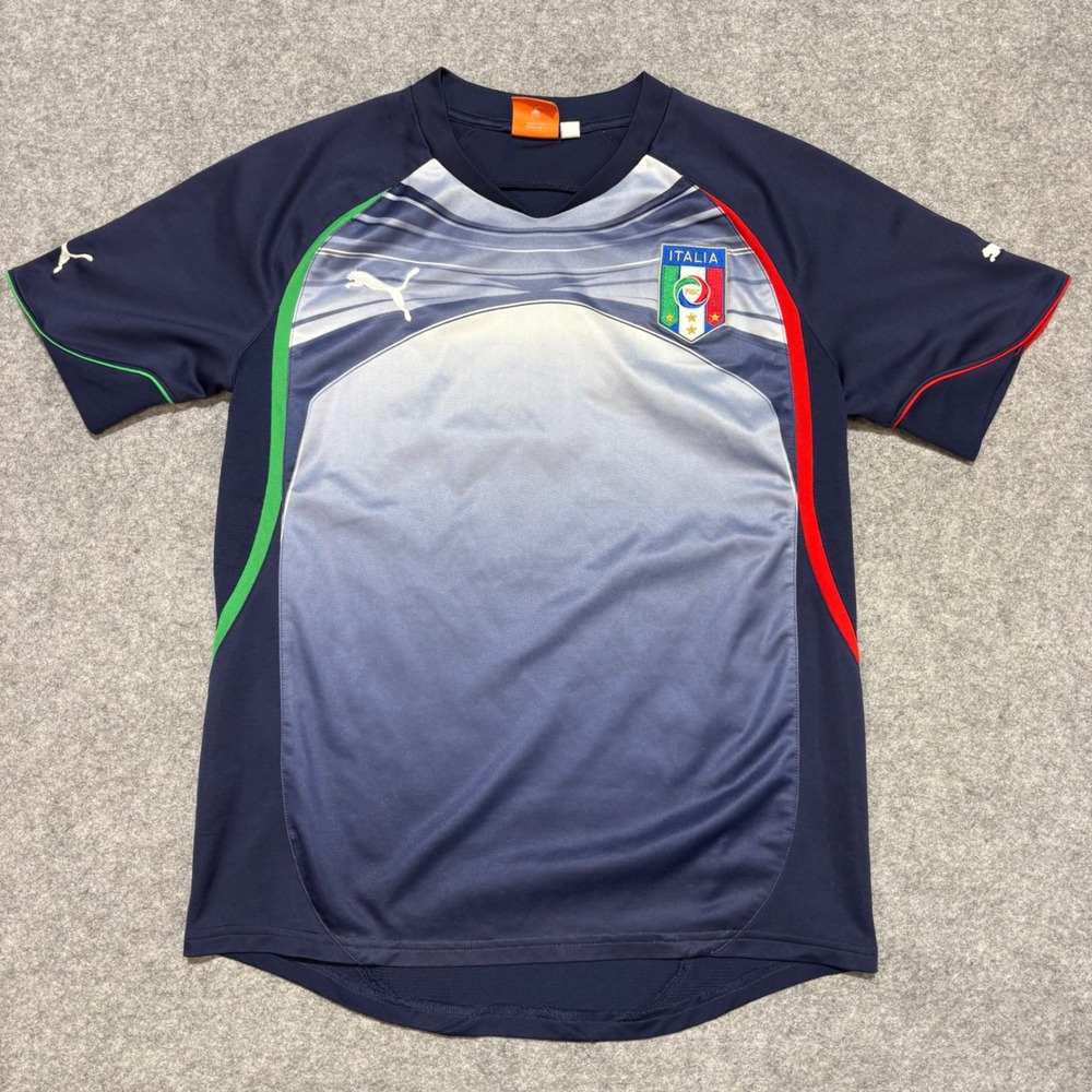 Puma Italy FIGC Soccer Jersey Mens Medium Navy Blue Italia National Team Shirt